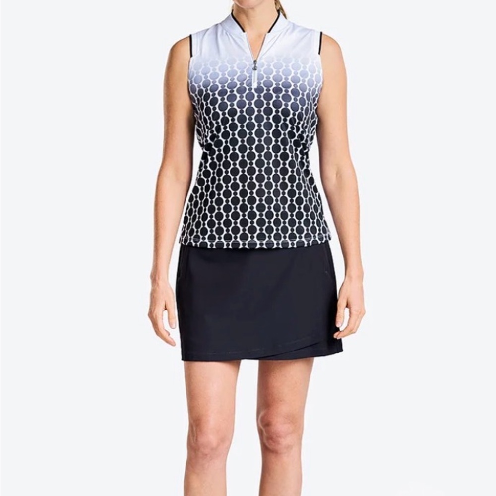 N’VO Black and White Polka Dot Sleeveless Top and Skirt Set tennis /golf